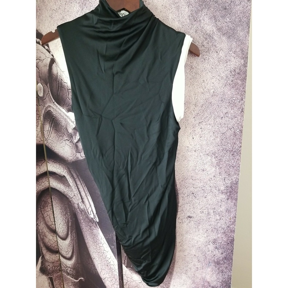 MONSE Women's Mock Neck Sleeveless‎ Black Tunic w/ Ivory Contrast Size 8 TP01